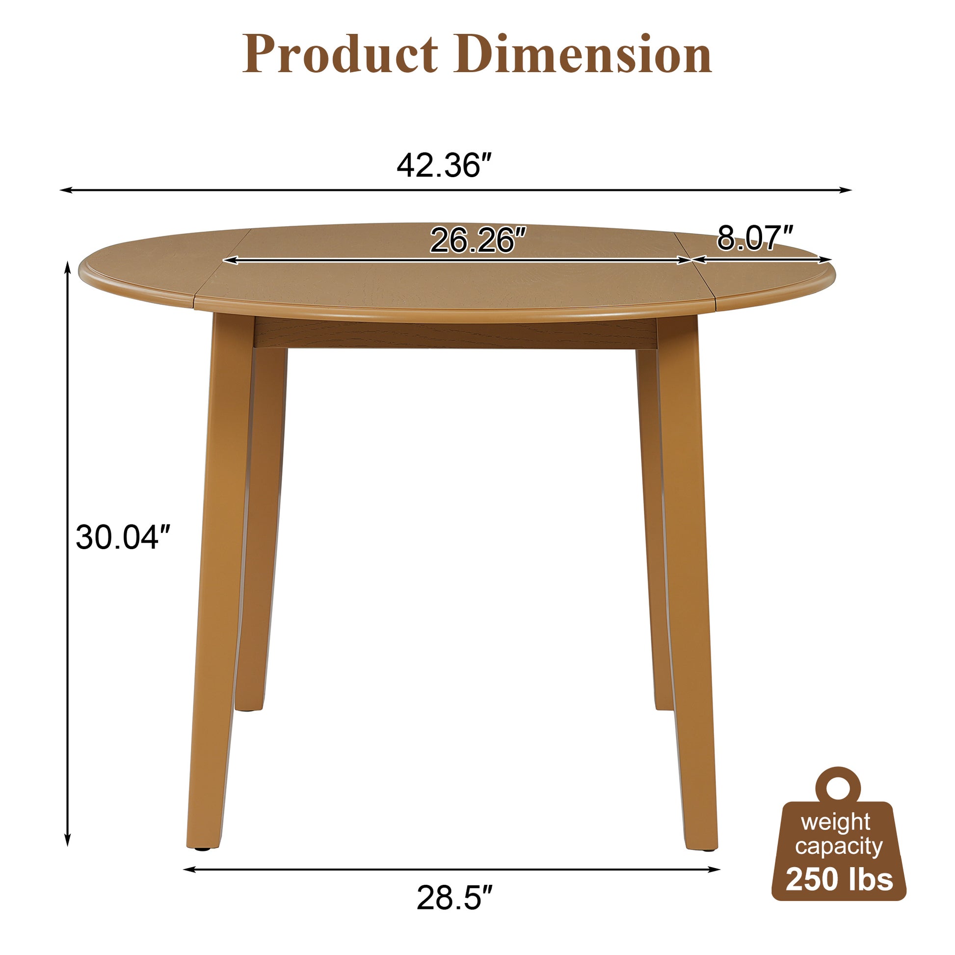 Light Brown Folding Dining Table - Seats 2 for Dining Room