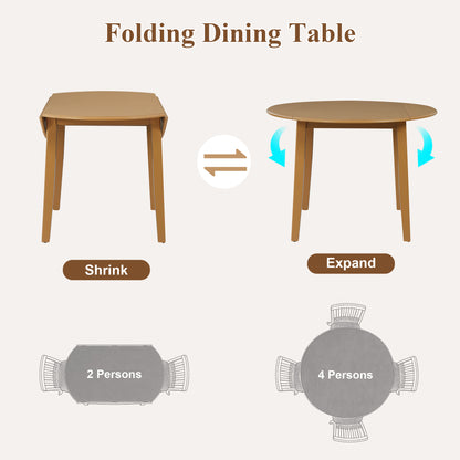 Light Brown Folding Dining Table - Seats 2 for Dining Room