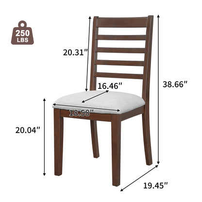 2-Piece Farmhouse Dining Chairs Set - Walnut, Upholstered Classic Chairs