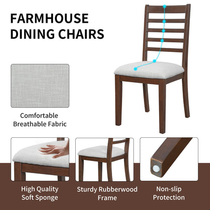 2-Piece Farmhouse Dining Chairs Set - Walnut, Upholstered Classic Chairs