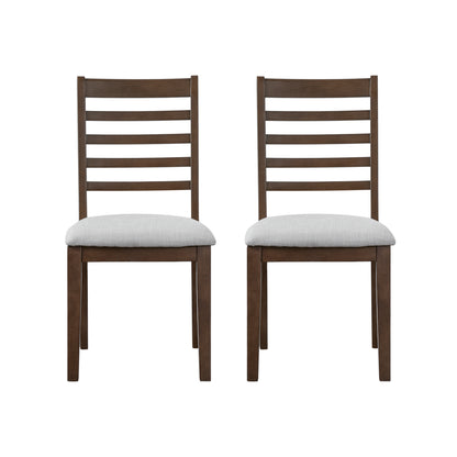 2-Piece Farmhouse Dining Chairs Set - Walnut, Upholstered Classic Chairs