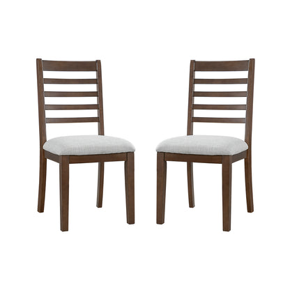 2-Piece Farmhouse Dining Chairs Set - Walnut, Upholstered Classic Chairs
