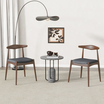 [Video] Set of 2 Rubberwood Dining Chairs with Ergonomic Backrest & Comfort Cushions, Walnut+Charcoal (same sku: 59296.00F)