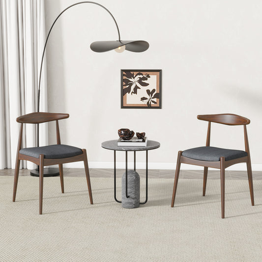 [Video] Set of 2 Rubberwood Dining Chairs with Ergonomic Backrest & Comfort Cushions, Walnut+Charcoal (same sku: 59296.00F)