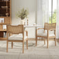 Farmhouse Dining Chairs Set of 2, Upholstered Kitchen Chairs Wooden Side Armchair with rattan Backrest for Dining Room ,Restaurant,Brown