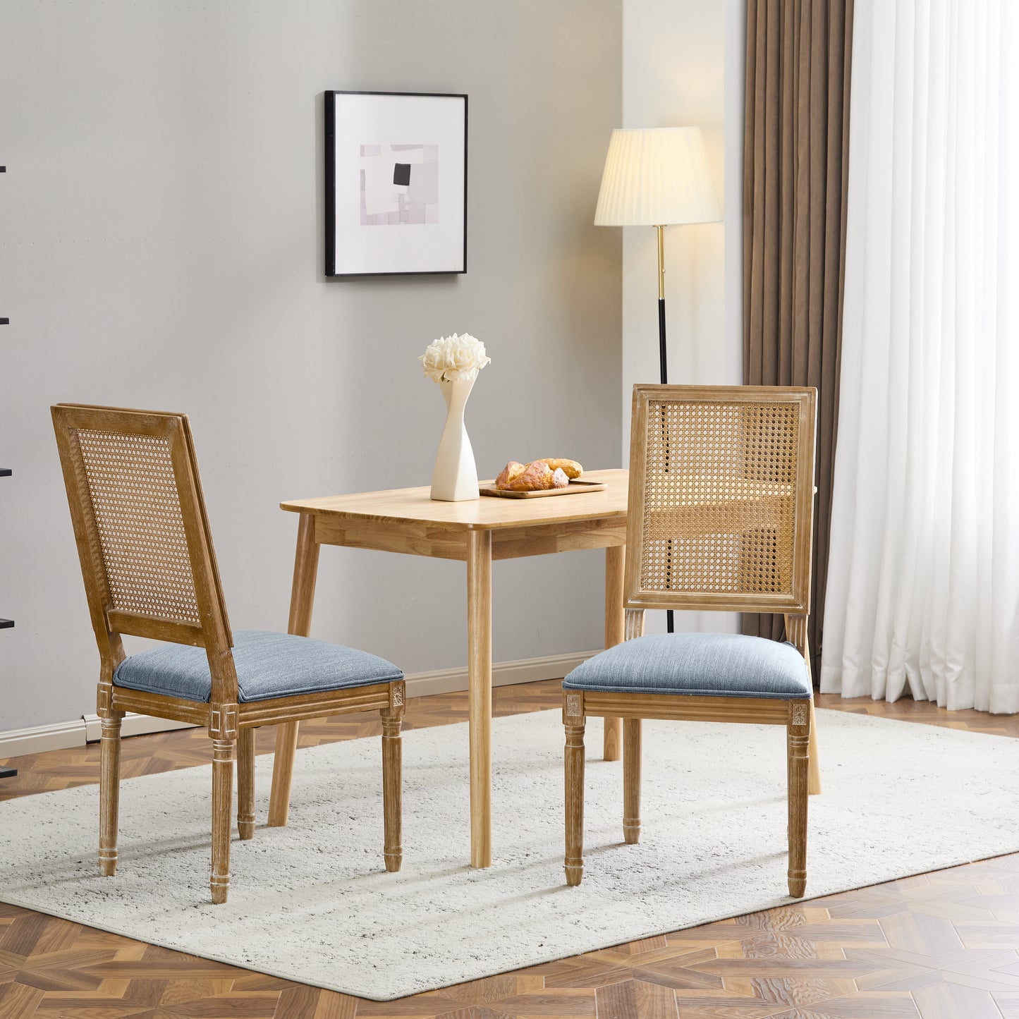 Slate Blue Dining Chairs - Set of 2 French Country Style