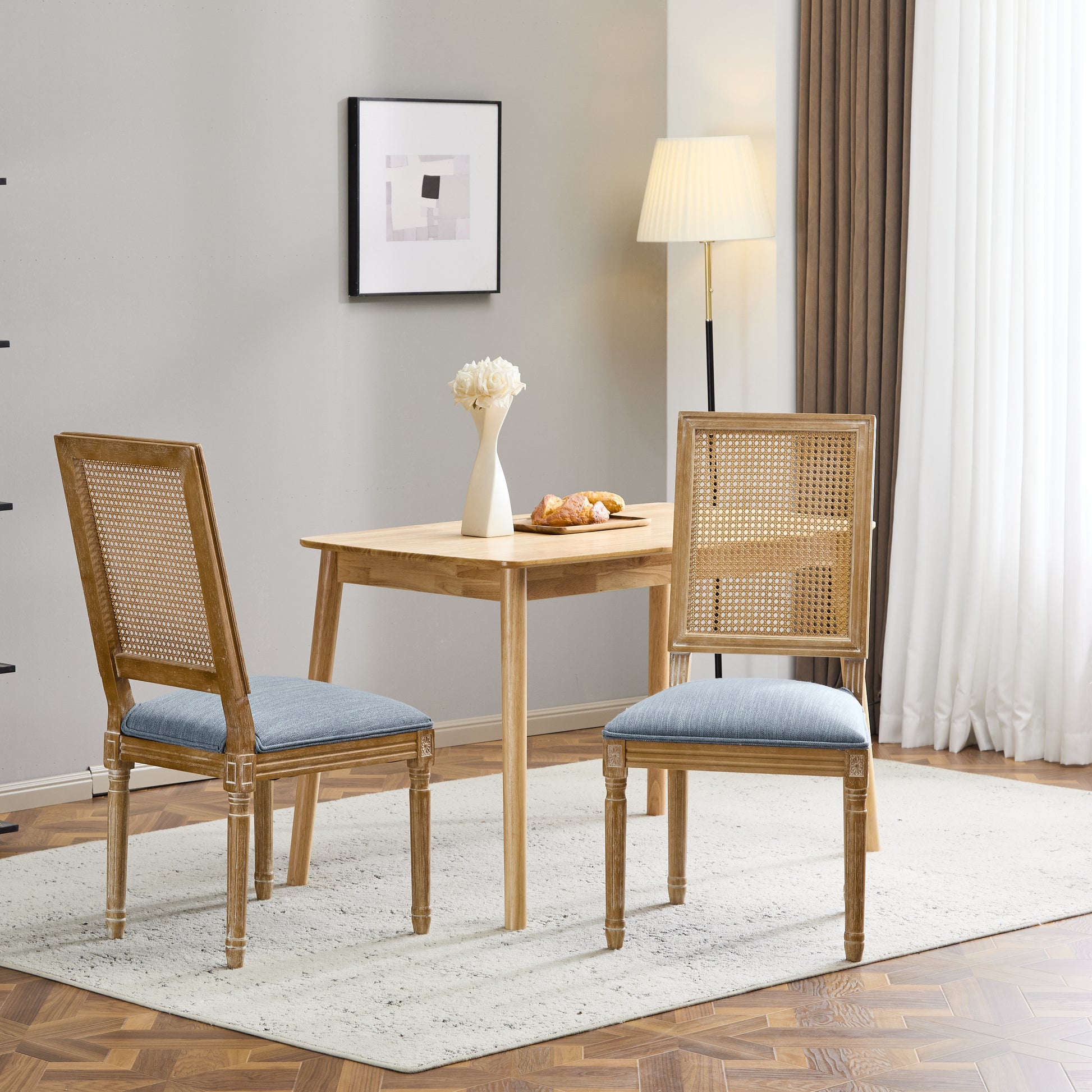 Slate Blue Dining Chairs - Set of 2 French Country Style