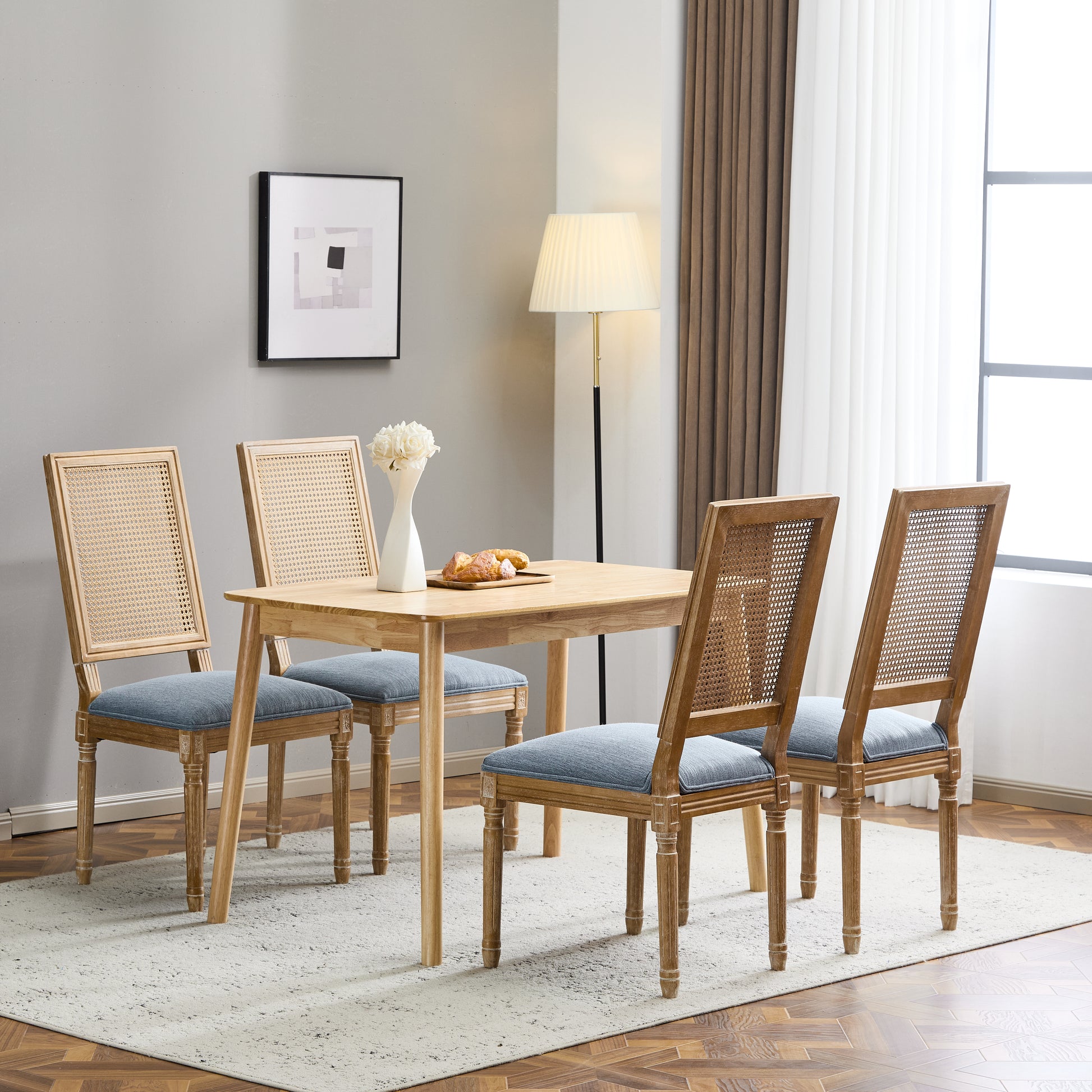 Slate Blue French Country Dining Chairs - Set of 2