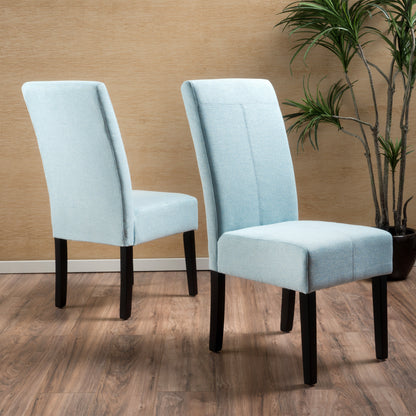 Light Blue Polyester Solid Wood Dining Chairs Set of 2