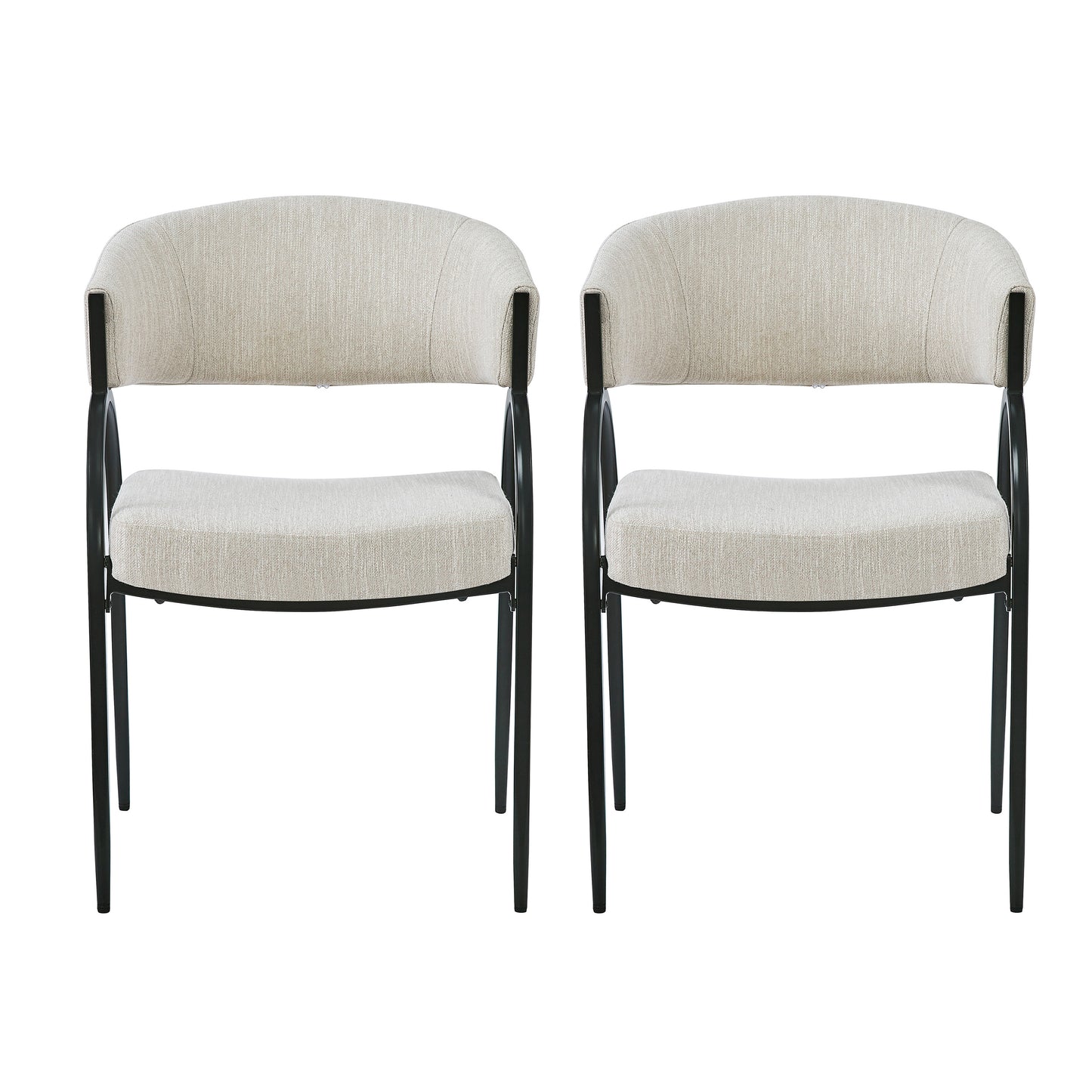 Beige Fabric Dining Chairs with Metal Legs for Modern Kitchen Seating