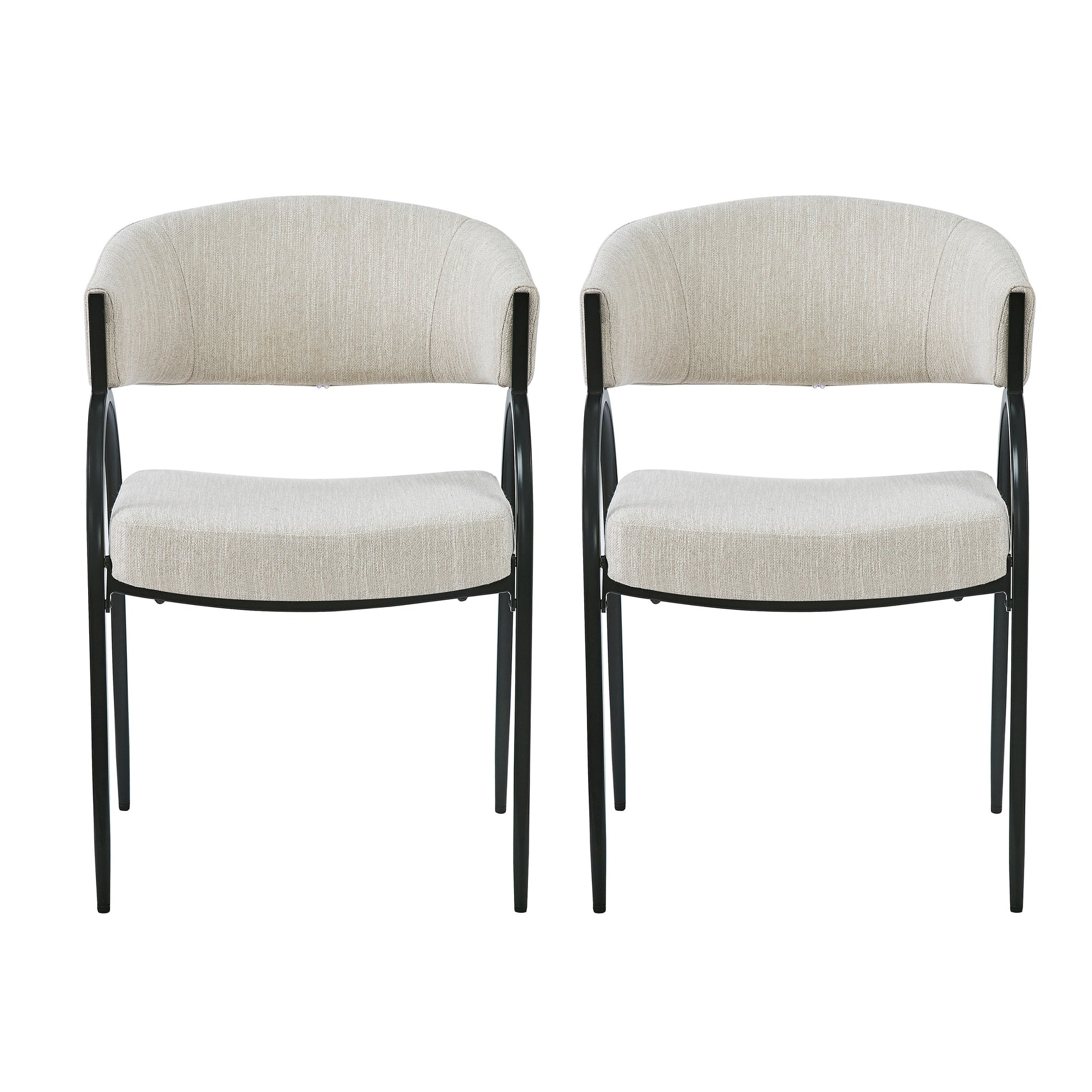 Beige Fabric Dining Chairs with Metal Legs for Modern Kitchen Seating