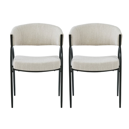 Beige Fabric Dining Chairs with Metal Legs for Modern Kitchen Seating