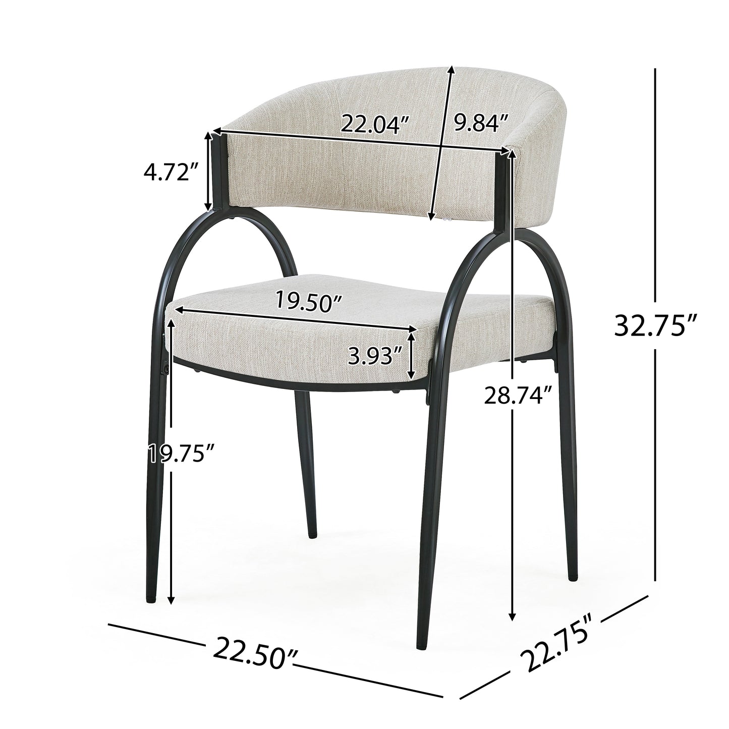 Beige Fabric Dining Chairs with Metal Legs for Modern Kitchen Seating