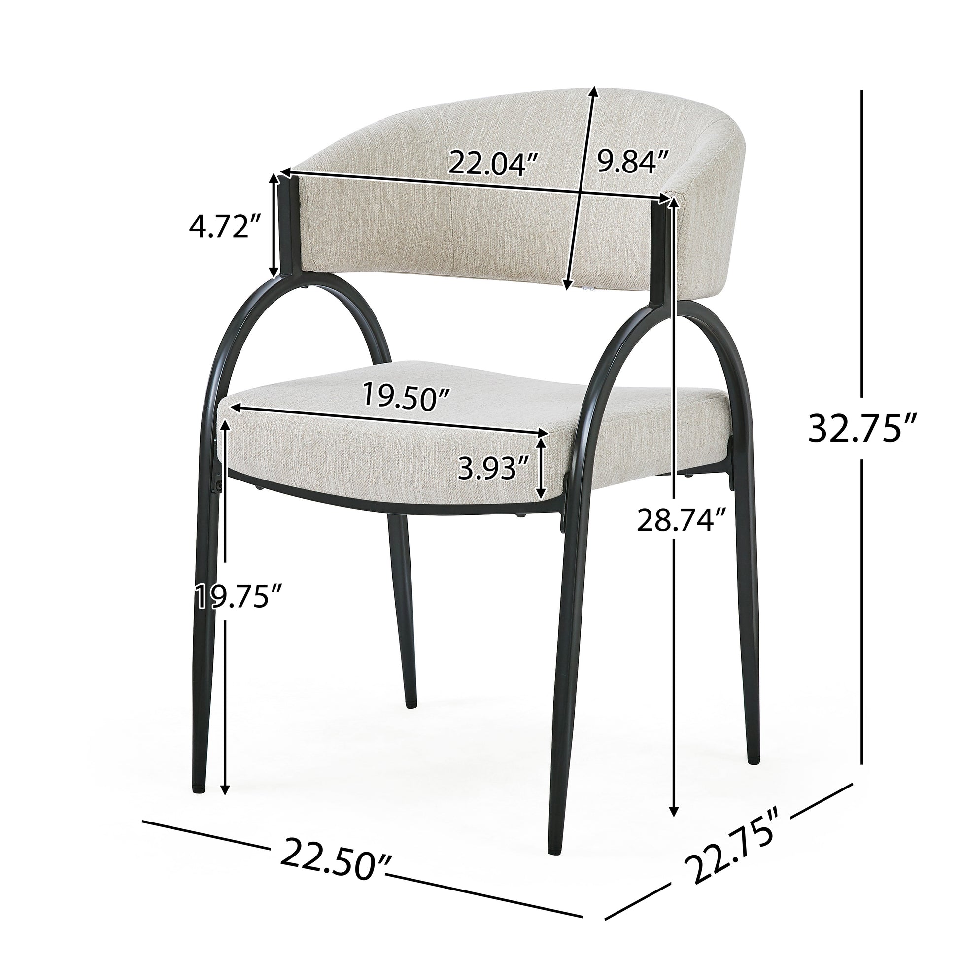 Beige Fabric Dining Chairs with Metal Legs for Modern Kitchen Seating
