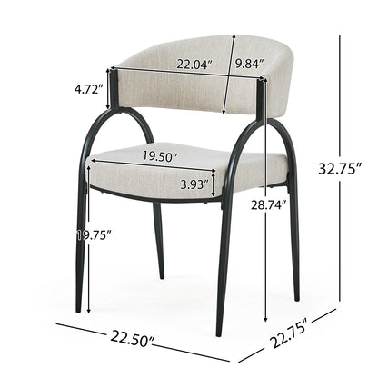 Beige Fabric Dining Chairs with Metal Legs for Modern Kitchen Seating