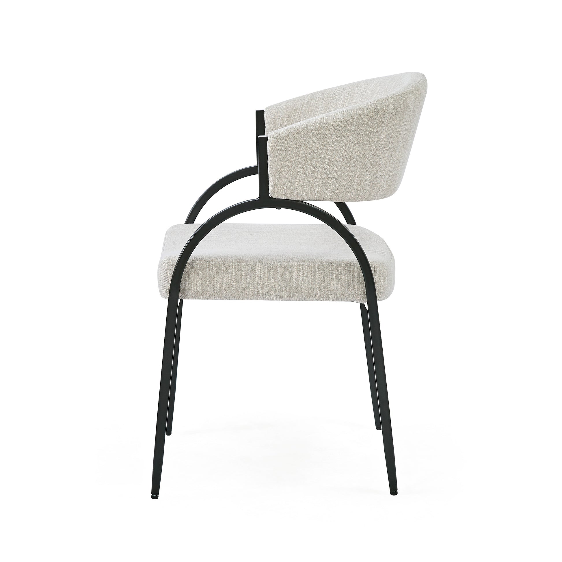Beige Fabric Dining Chairs with Metal Legs for Modern Kitchen Seating