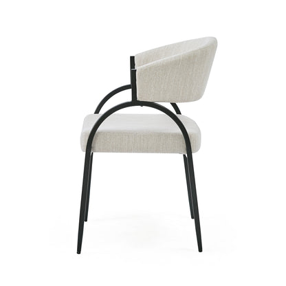 Beige Fabric Dining Chairs with Metal Legs for Modern Kitchen Seating