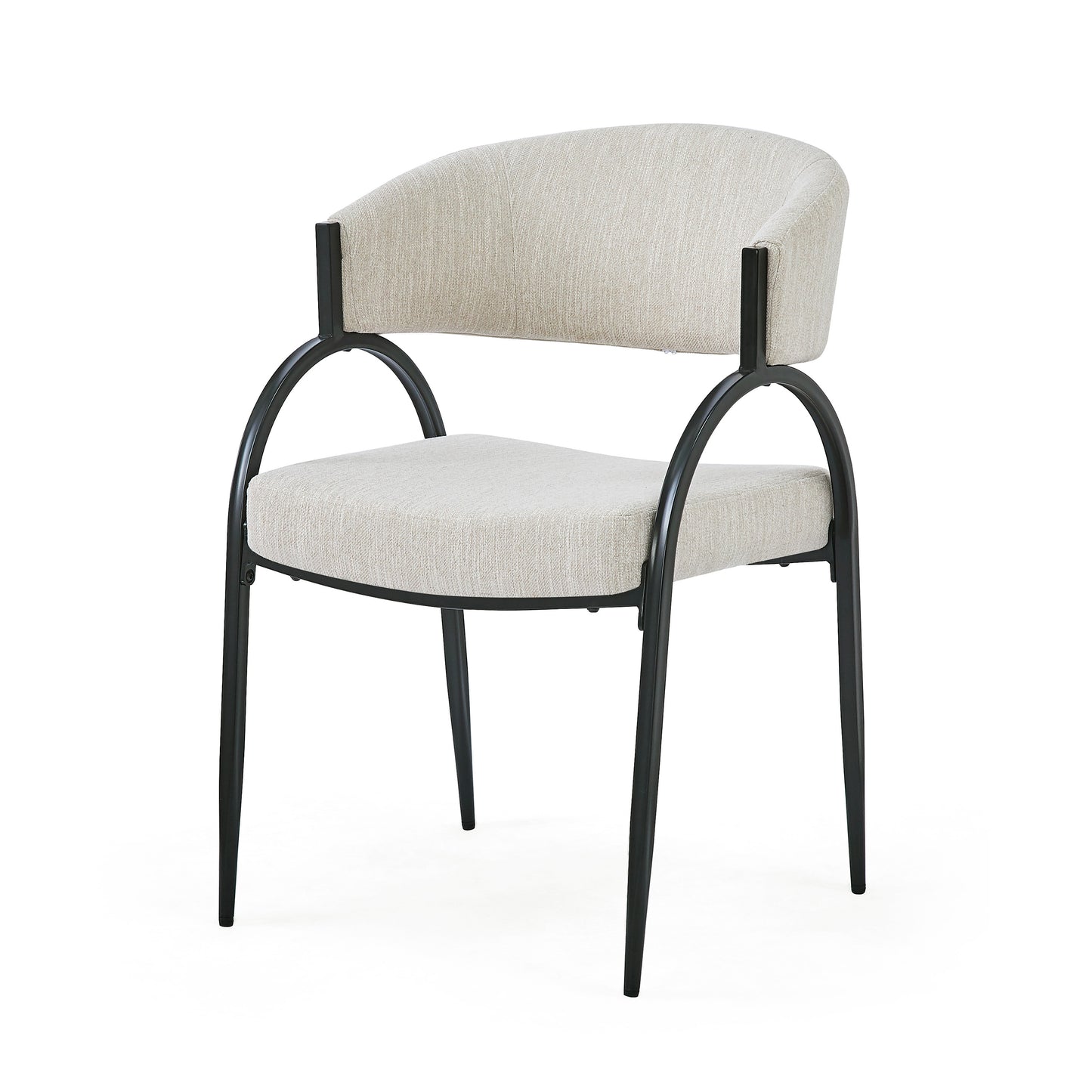 Beige Fabric Dining Chairs with Metal Legs for Modern Kitchen Seating