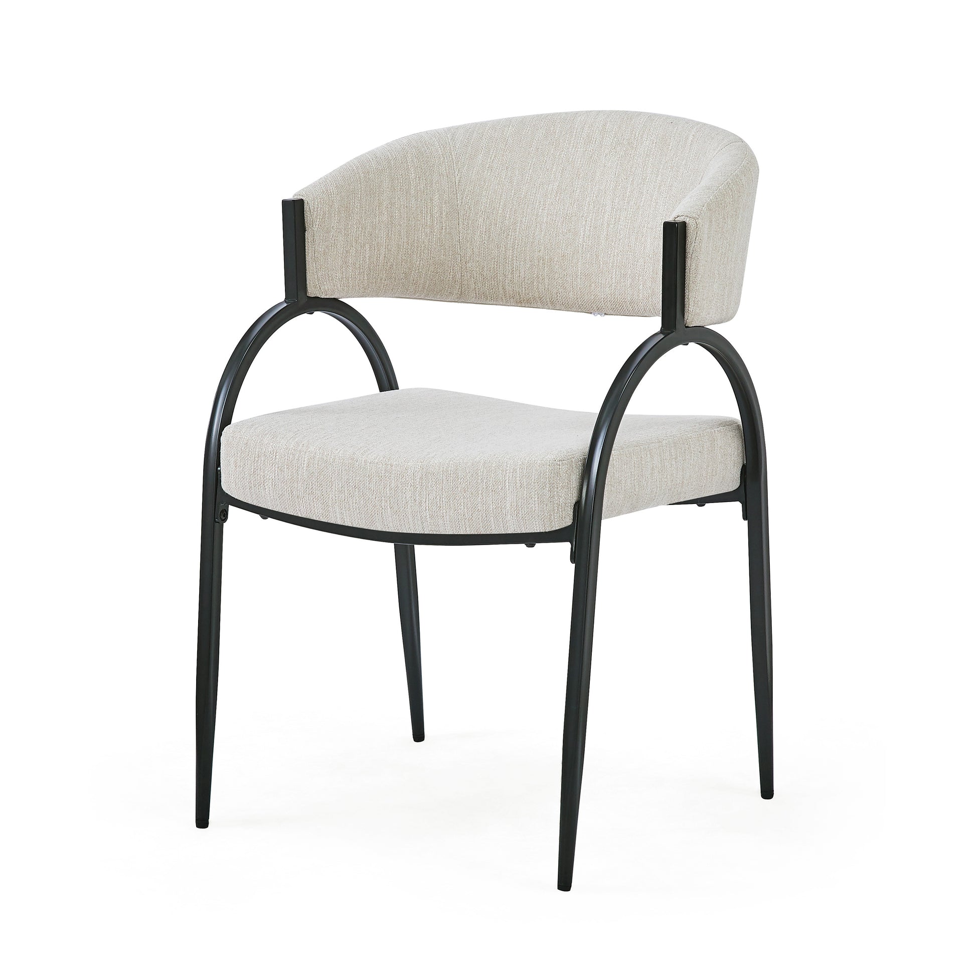 Beige Fabric Dining Chairs with Metal Legs for Modern Kitchen Seating