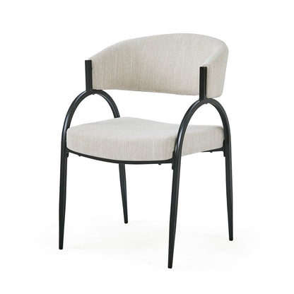Beige Fabric Dining Chairs with Metal Legs for Modern Kitchen Seating