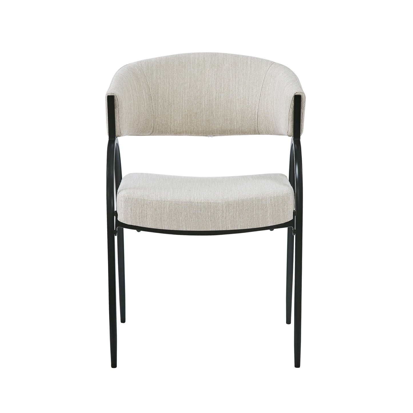 Beige Fabric Dining Chairs with Metal Legs for Modern Kitchen Seating