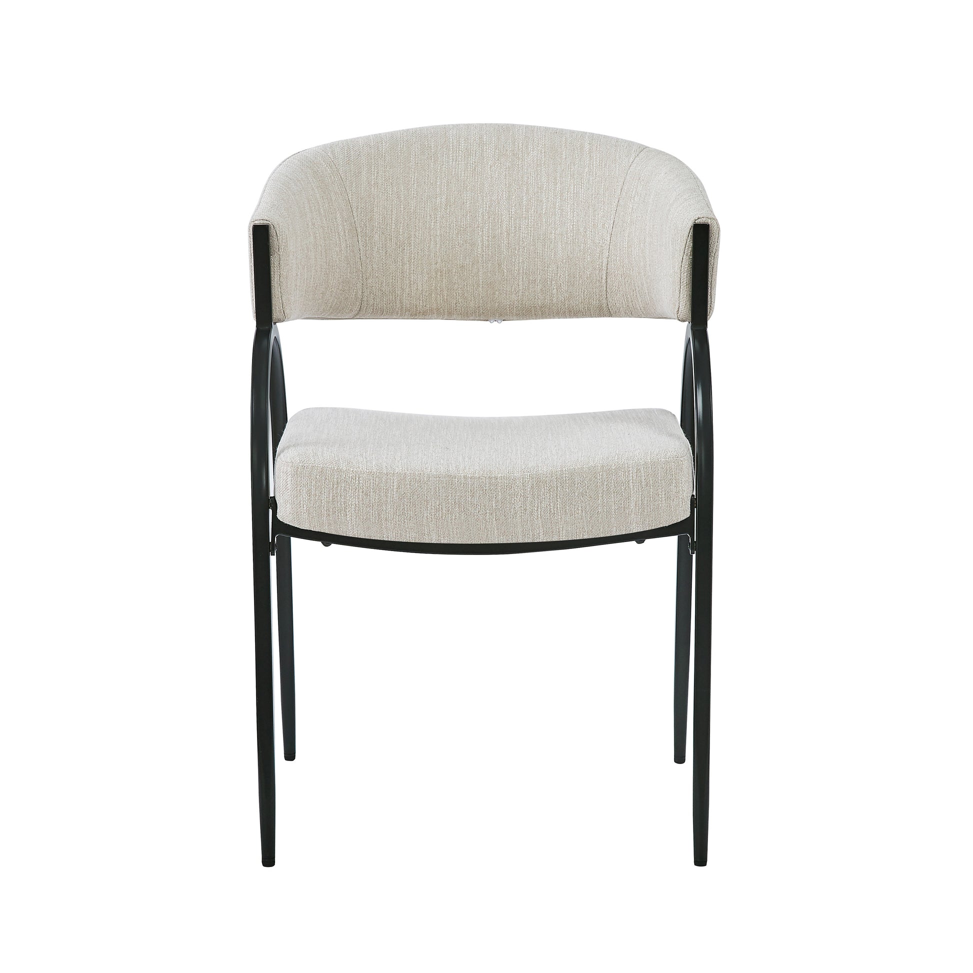 Beige Fabric Dining Chairs with Metal Legs for Modern Kitchen Seating