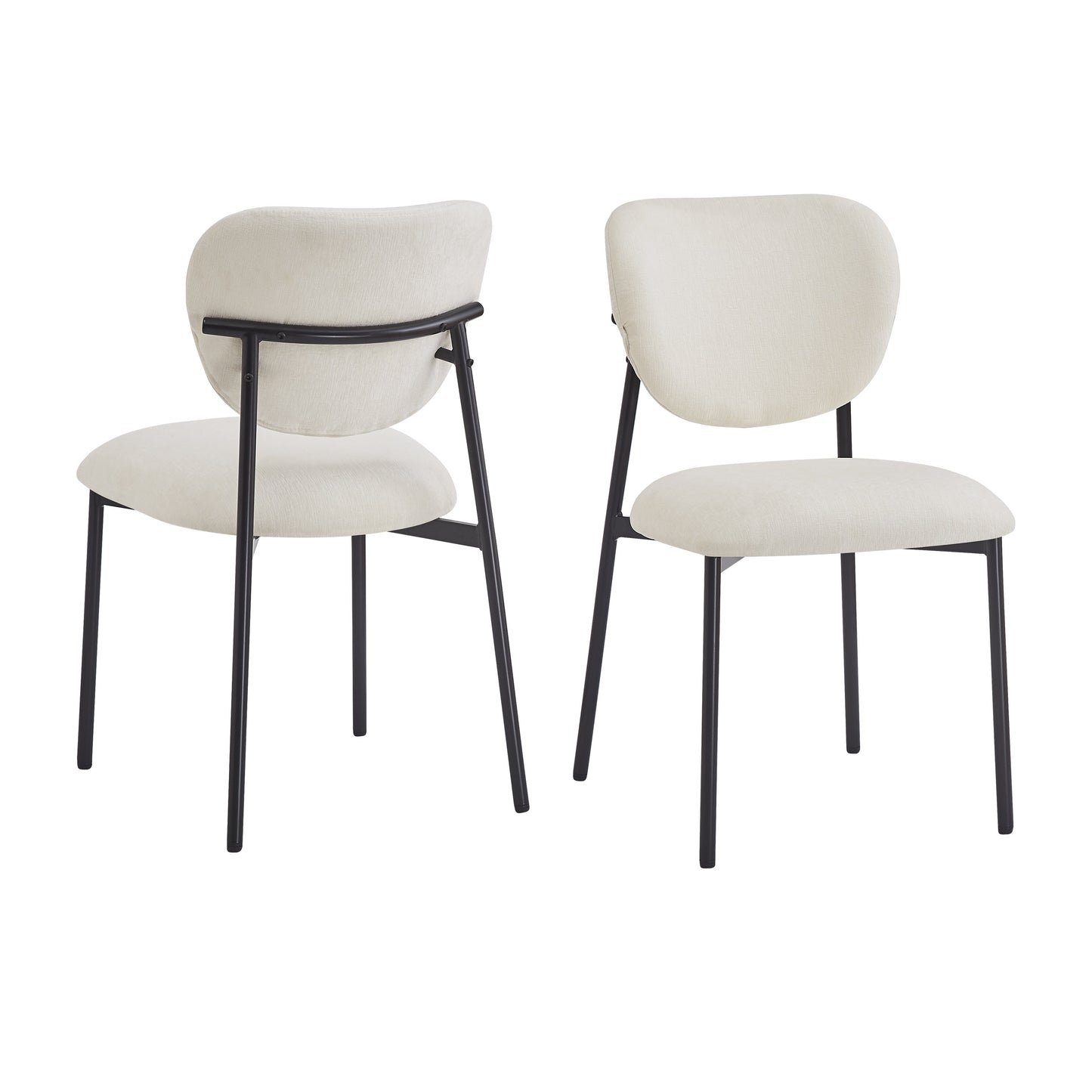 Upholstered Dining Chairs - Set of 2, Beige & Black Fabric