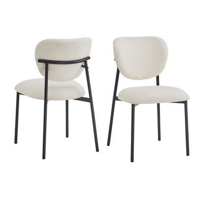 Upholstered Dining Chairs - Set of 2, Beige & Black Fabric
