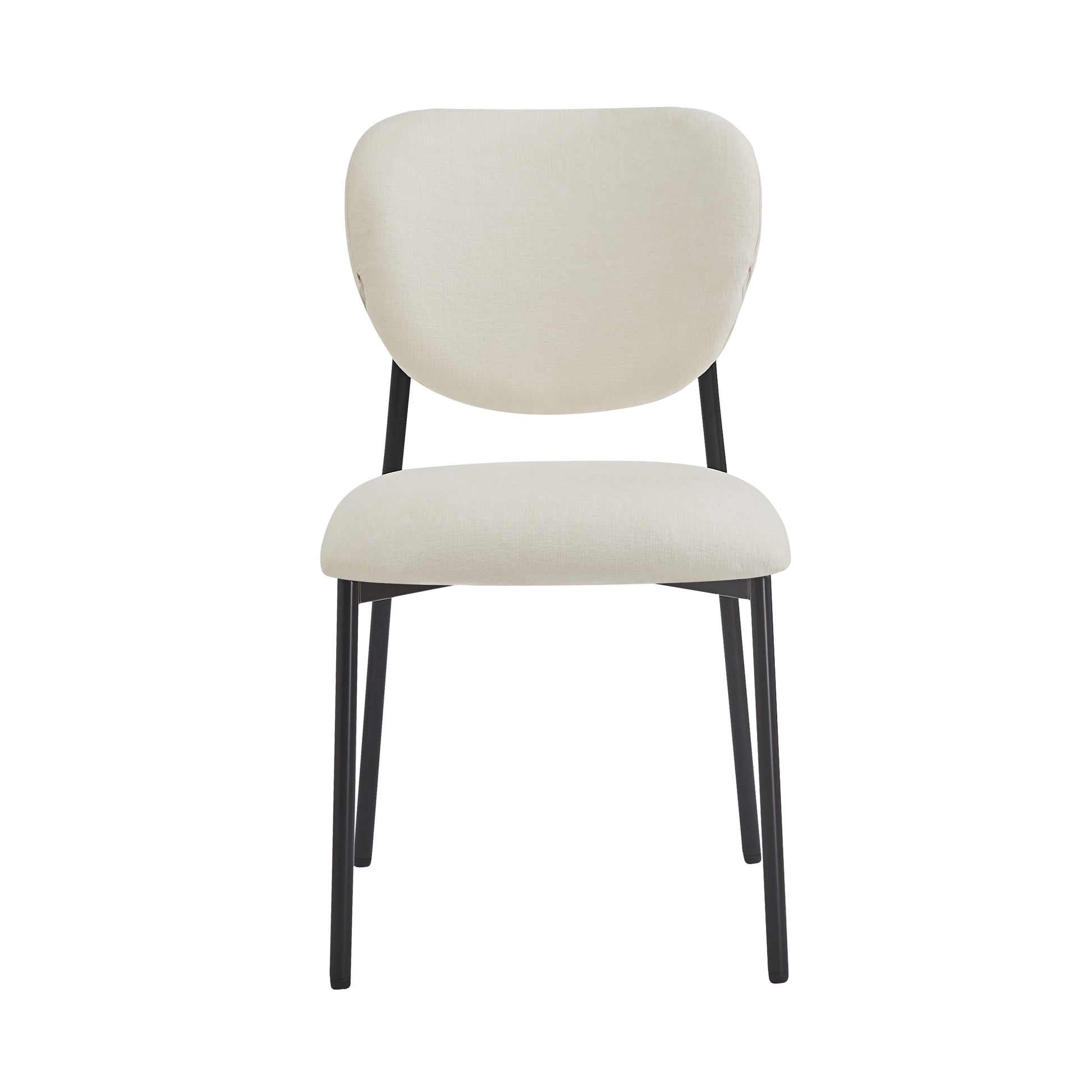 Upholstered Dining Chairs - Set of 2, Beige & Black Fabric
