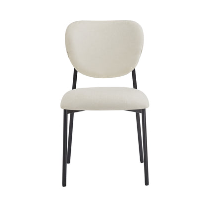 Upholstered Dining Chairs - Set of 2, Beige & Black Fabric