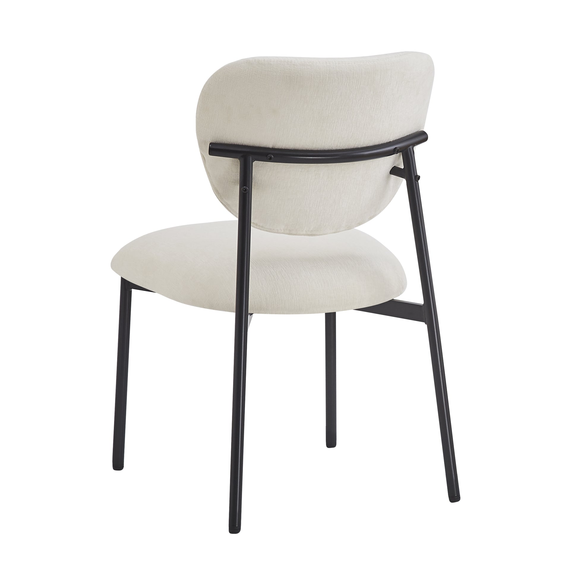 Upholstered Dining Chairs - Set of 2, Beige & Black Fabric