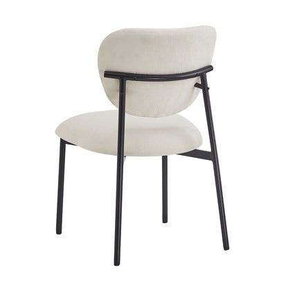 Upholstered Dining Chairs - Set of 2, Beige & Black Fabric
