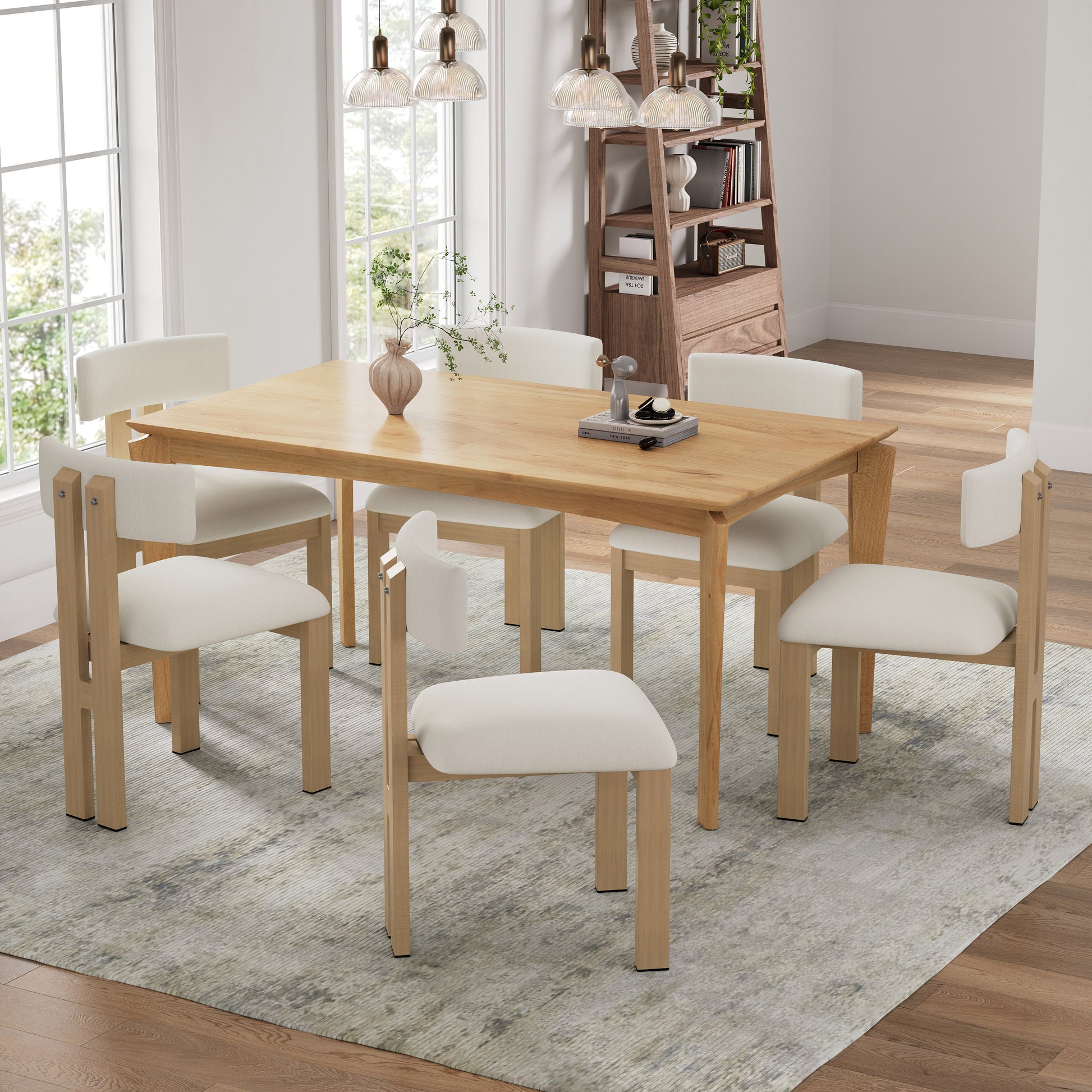 Beige Fabric Dining Chairs Set of 2 - Metal Legs