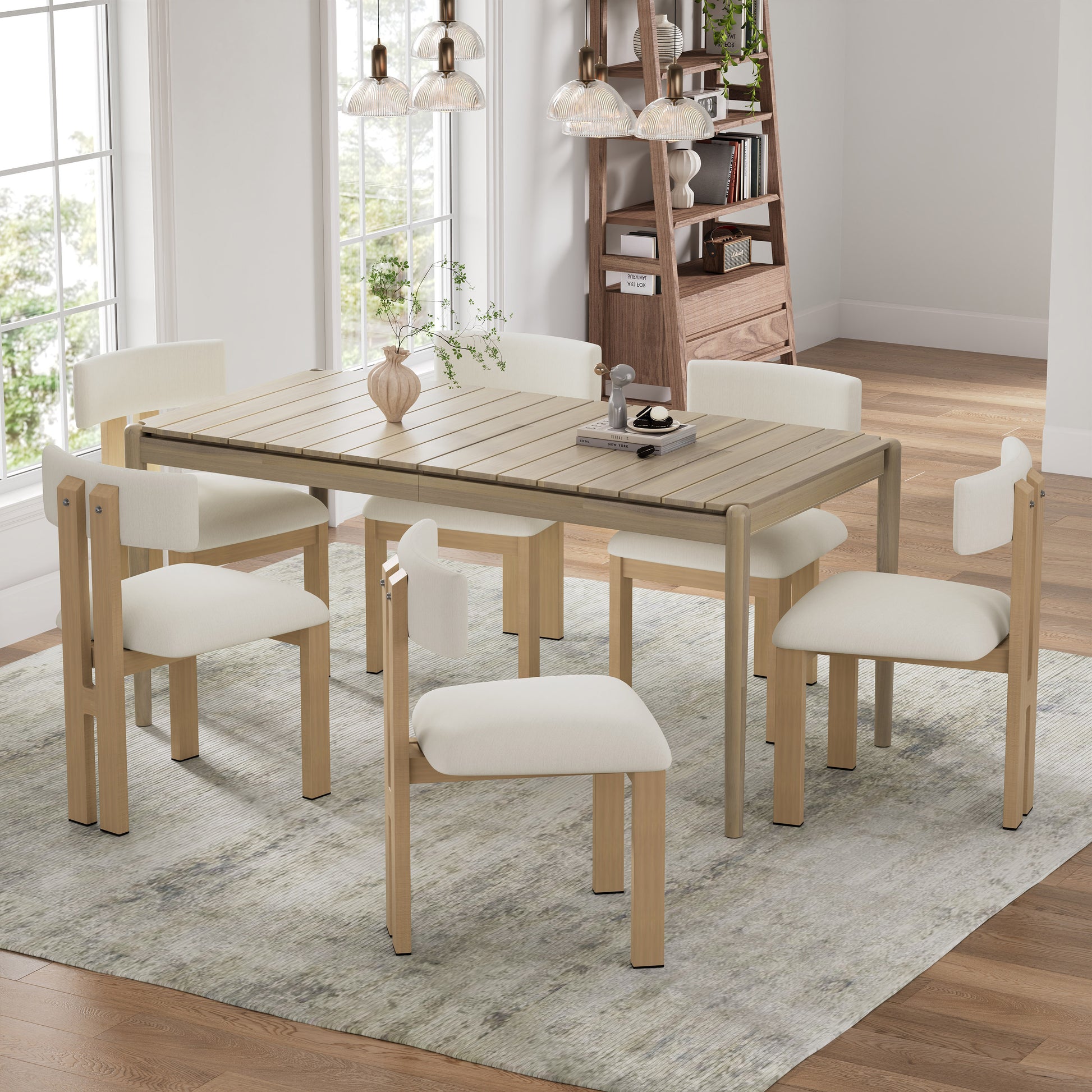 Beige Fabric Dining Chairs Set of 2 - Metal Legs