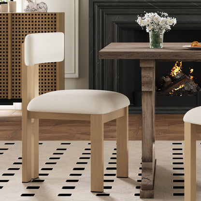 Beige Fabric Dining Chairs Set of 2 - Metal Legs