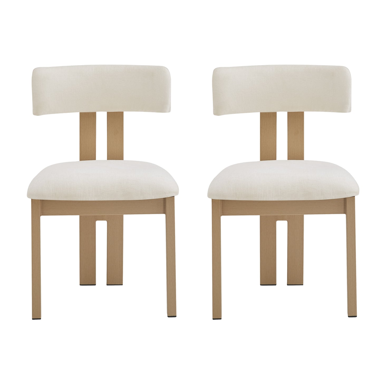 Beige Fabric Dining Chairs Set of 2 - Metal Legs