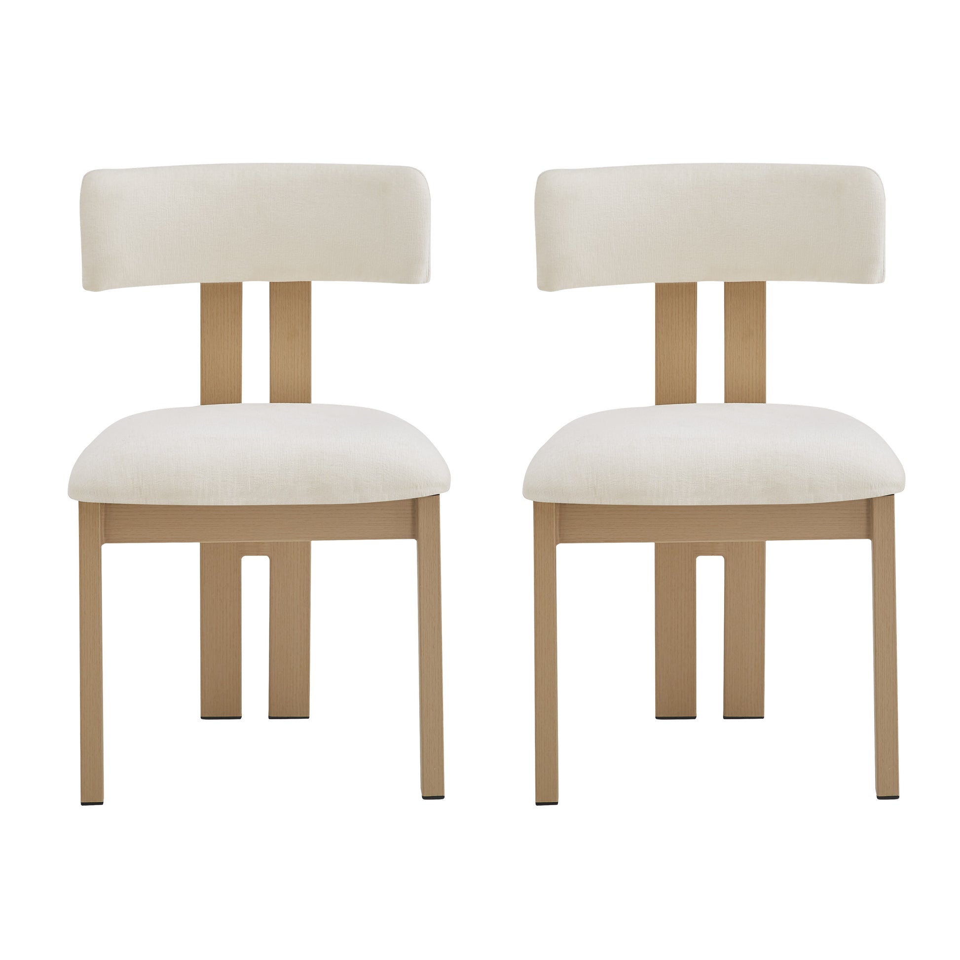 Beige Fabric Dining Chairs Set of 2 - Metal Legs