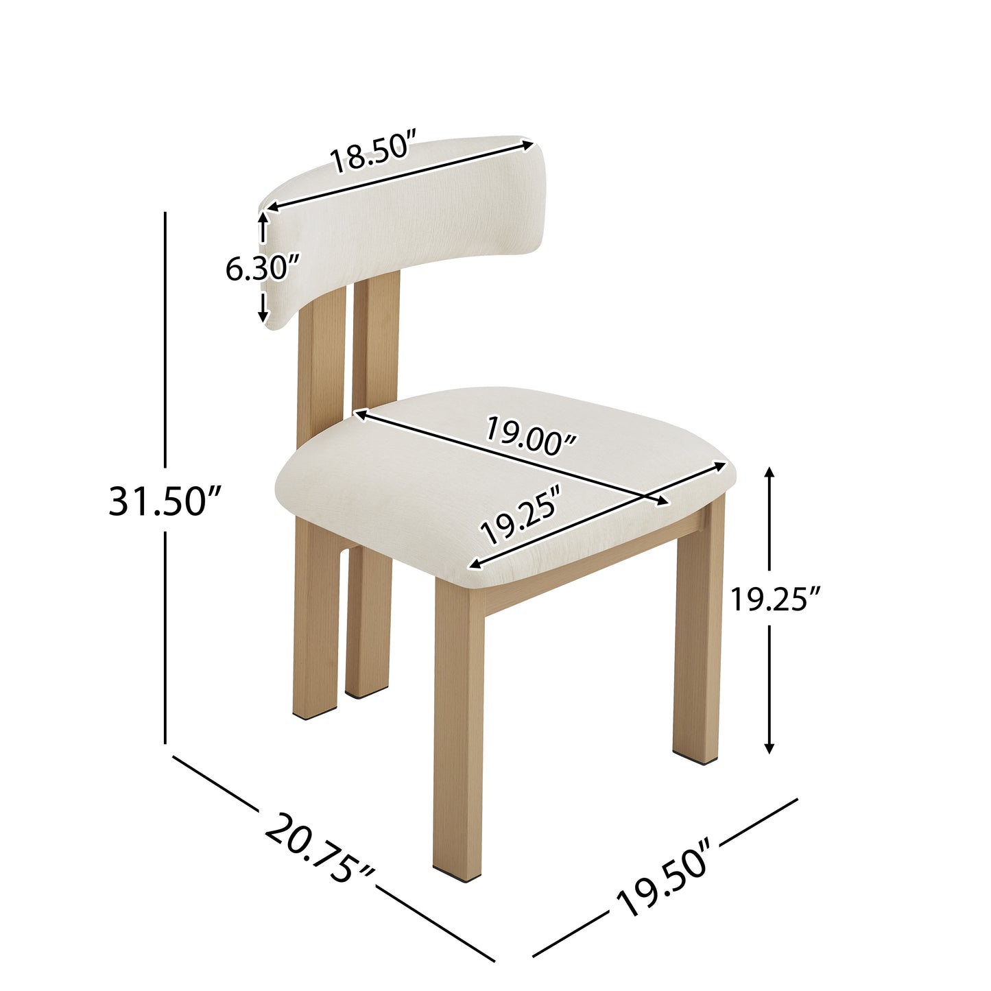 Beige Fabric Dining Chairs Set of 2 - Metal Legs