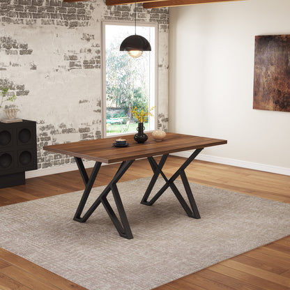 Walnut Black Industrial Dining Table - 59" Modern Table