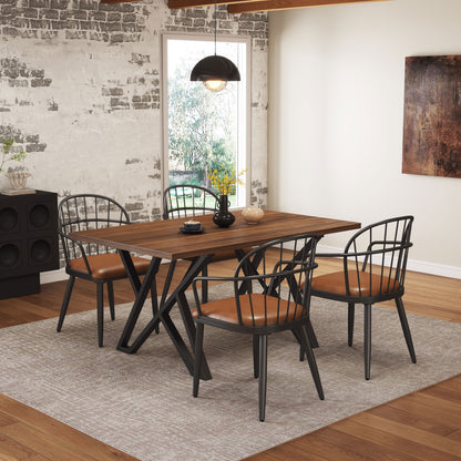 Walnut Black Industrial Dining Table - 59" Modern Table