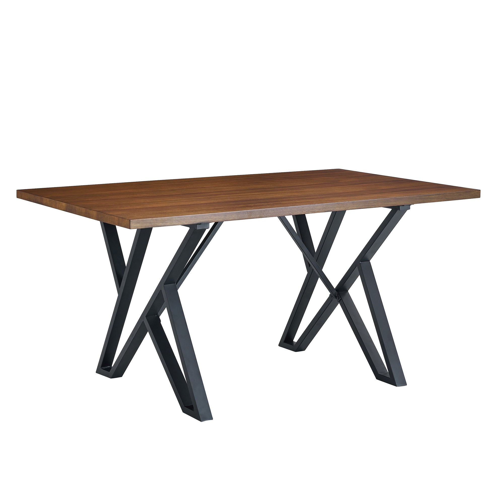 Walnut Black Industrial Dining Table - 59" Modern Table
