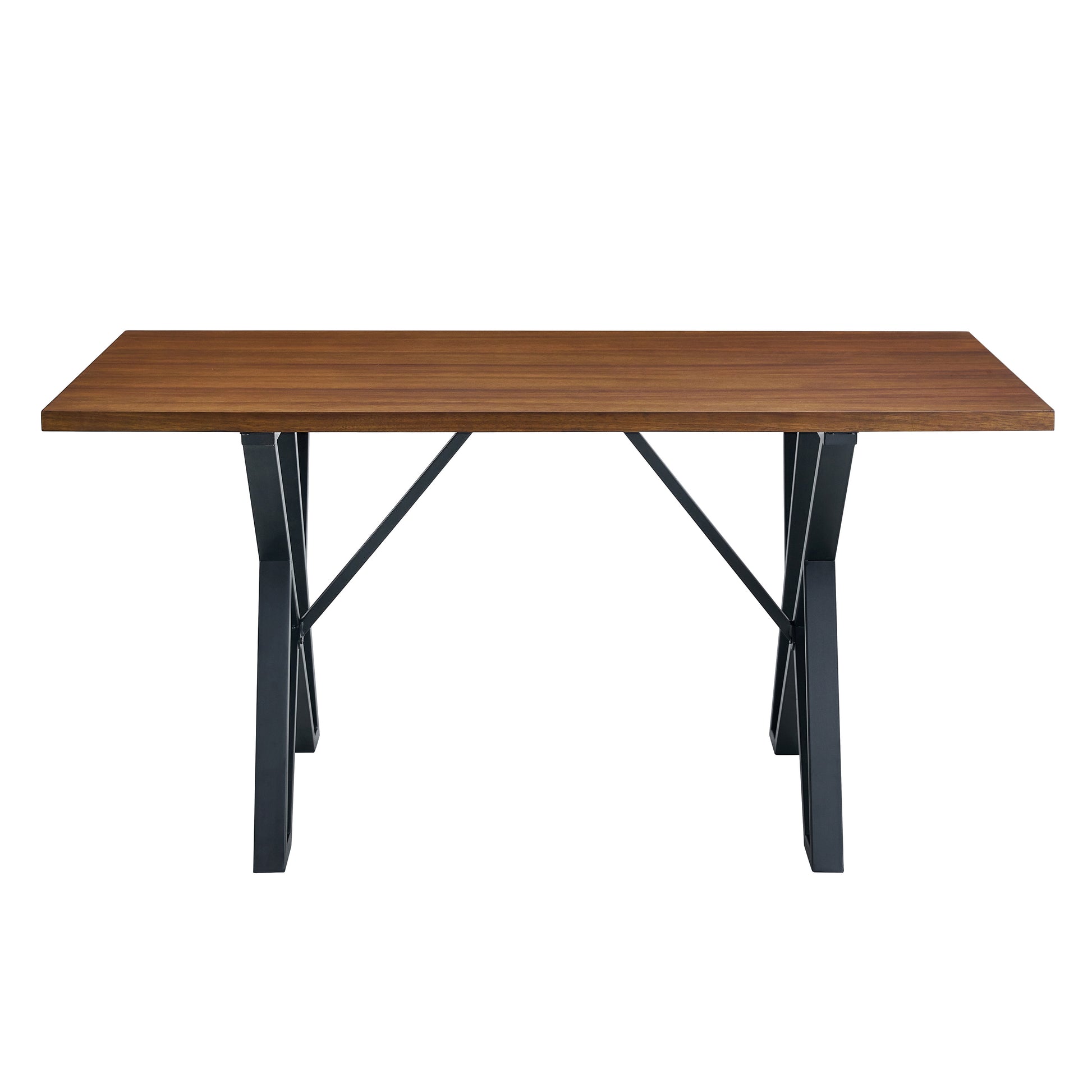 Walnut Black Industrial Dining Table - 59" Modern Table