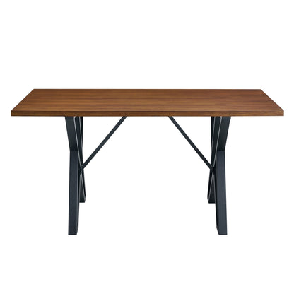 Walnut Black Industrial Dining Table - 59" Modern Table