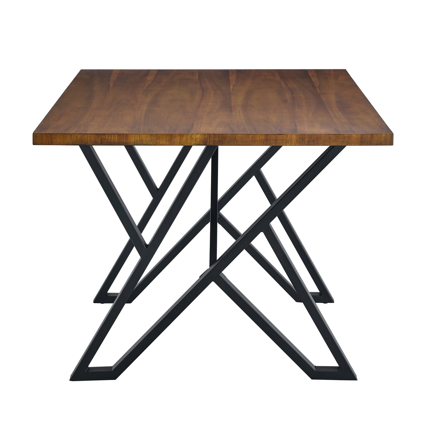 Walnut Black Industrial Dining Table - 59" Modern Table