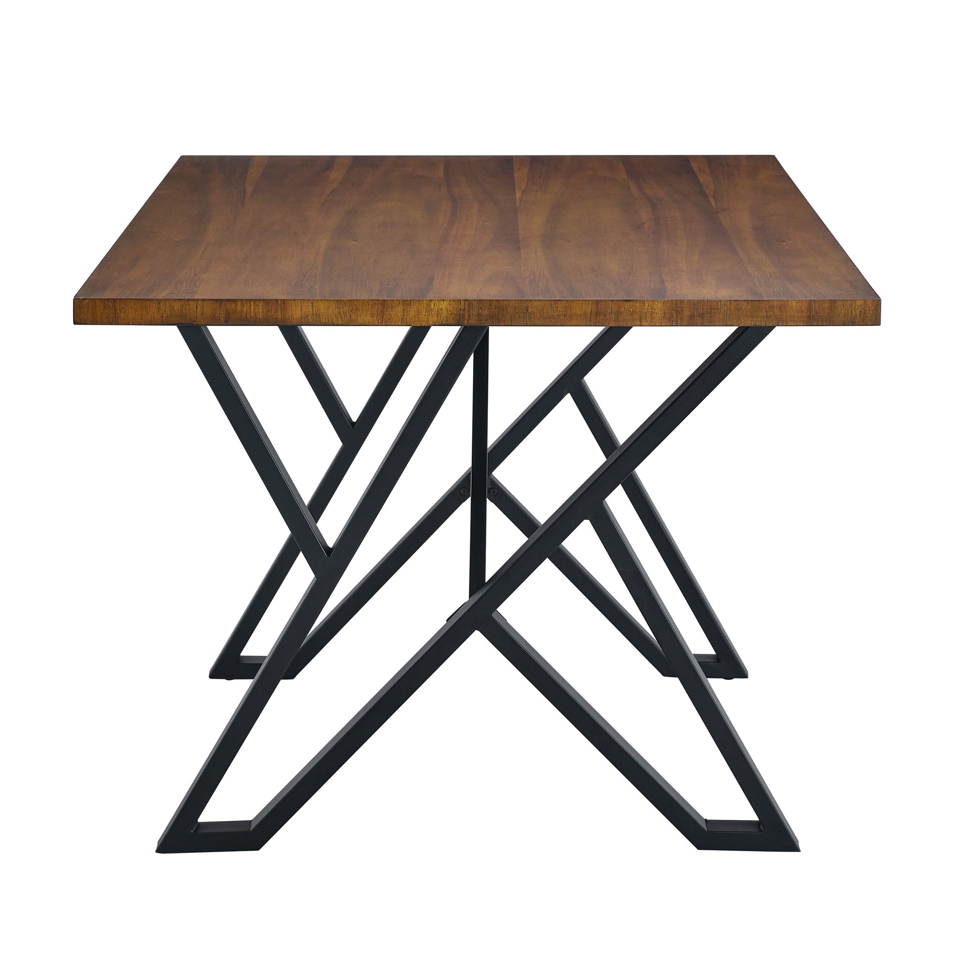 Walnut Black Industrial Dining Table - 59" Modern Table