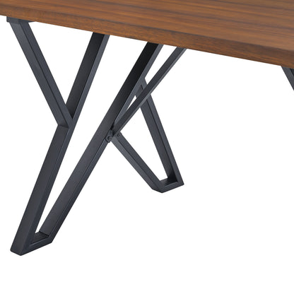 Walnut Black Industrial Dining Table - 59" Modern Table