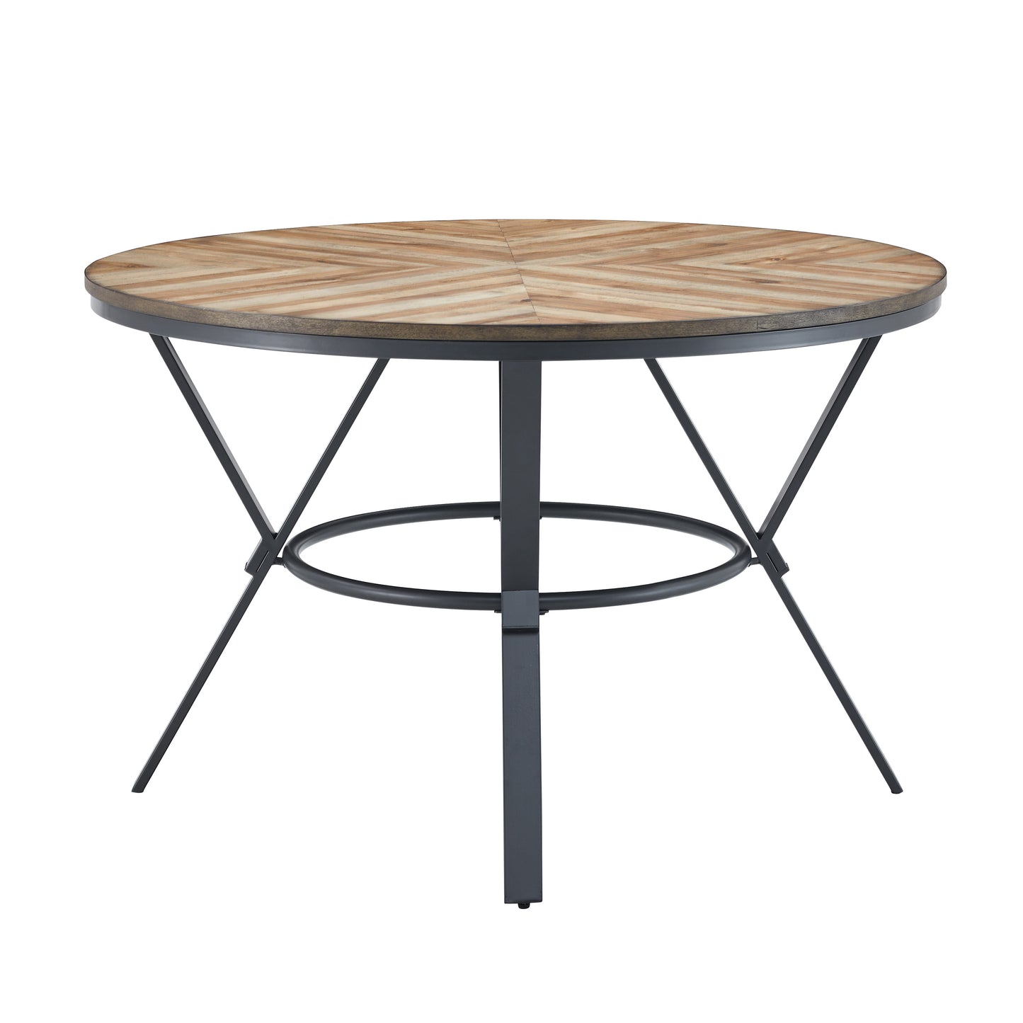 Round Dining Table with Black Metal Legs for Kitchen and Dining Rooms