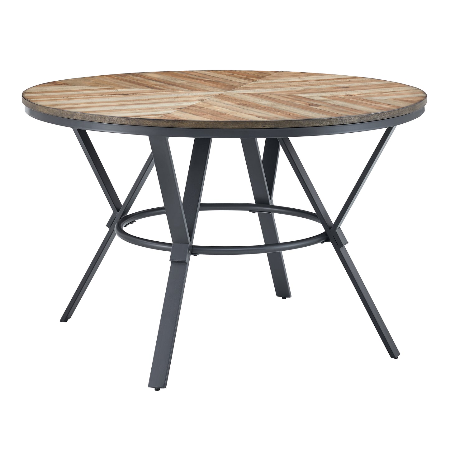 Round Dining Table with Black Metal Legs for Kitchen and Dining Rooms