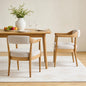 Wood Frame with upholstered Dining Chairs with Armrests (Set of 2),Natural+Beige