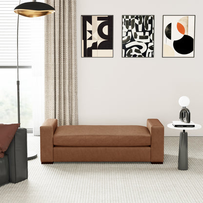 Stylish and Durable Brown Faux Leather Ottoman